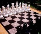 Satranç tahtasında tüm taşlarını yerleştirilen ile oyunu başlatmak için